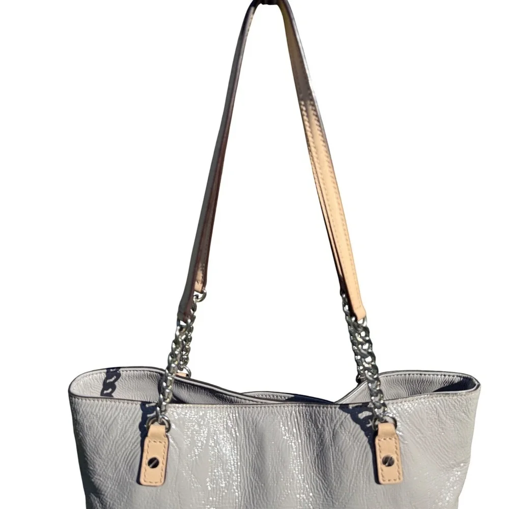 Michael Kors Jet Set Chain Shoulder Tote Bag, Soft Pearl Gray Pebbled Leather